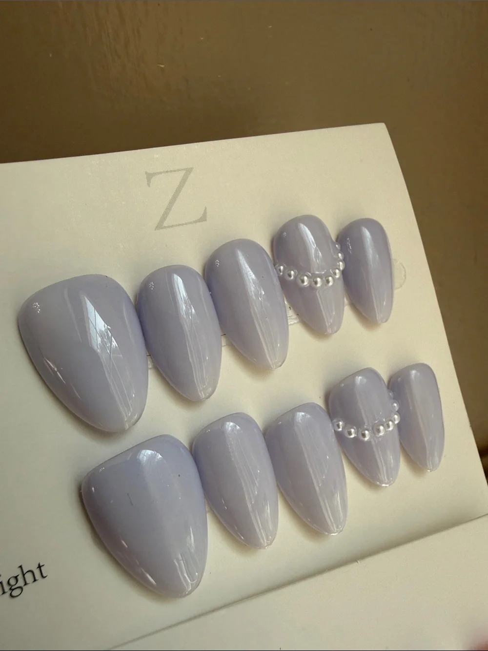 3D Lavender Pearl & Floral Pink Press-On Nail bundle of two large